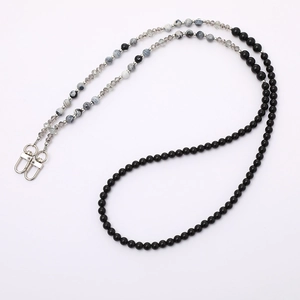 Creative beaded crossbody chain with natural stone beads and silver metal lobster clasps