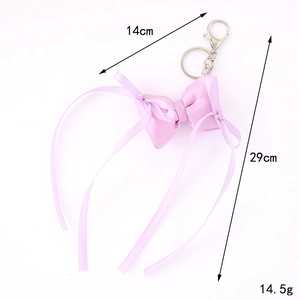 Fashionable light purple ribbon bow keychain for bags and phones with size dimensions
