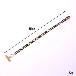 Hals-Schlüsselband aus Leder mit Leopardenmuster, Metallring und Handy-Patch 65cm