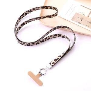 Schlüsselband mit Leopardenmuster, silberner Metallschnalle und Handy-Pad-Halter
