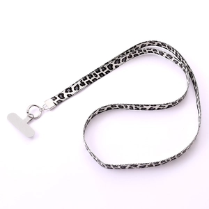 Leopardenmuster Leder-Schlüsselband mit Metallring für Handy und Ausweishüllen im Design