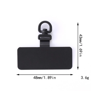 Universal stainless steel phone tether tab with size specs and 360 rotation hook