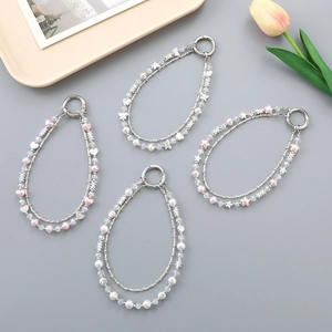 Bijou de Sac à Double Rangée de Künstliche Perles Pendentif Cœur Étoile Papillon Porte-clés pour Sac Téléphone Bijoux Femme Cadeau