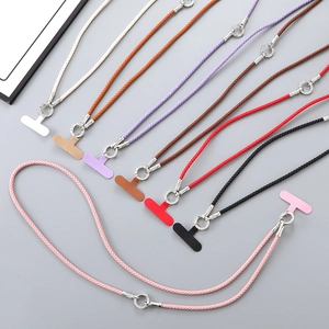 Set cordino per cellulare tre-in-uno in pelle intrecciata con tracolla colorata