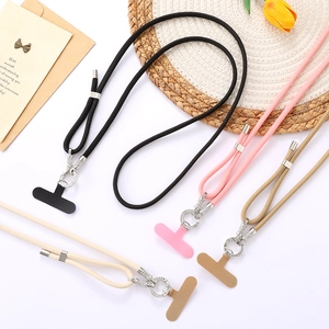 Adjustable nylon phone lanyards with diamond rings and pads in multiple colors