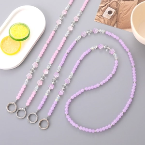 Beaded Phone Lanyard Crossbody Chain With Metal Clasps Resin Flower Star Charms For Women Anti-Lost Mobile Neck Strap