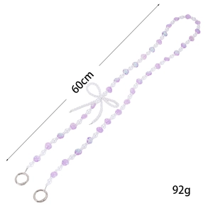 Tracolla da 60cm con perline viola, fiocco intrecciato per borse e custodie per cellulari