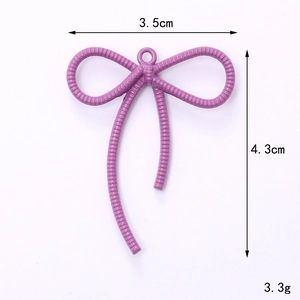 Purple alloy lacquer bow ribbon pendant for keychains with spiral texture detail