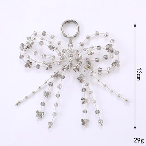 Crystal beaded multilayer bow charm for handbags and phone cases, 13cm length