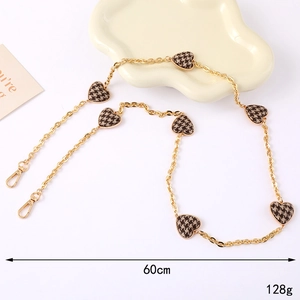 60cm stylish gold houndstooth heart metal chain for bags and phone cross-body strap