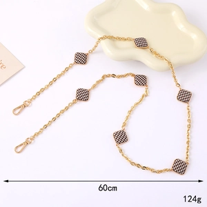 60cm vintage gold houndstooth chain strap with square charms for bags and keychains