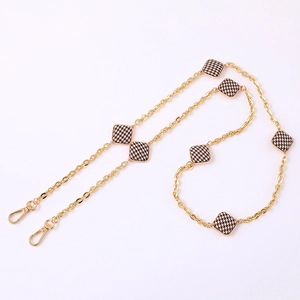 Golden houndstooth pattern crossbody chain strap for mobile phones and designer bags