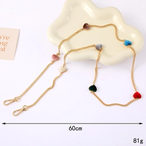 Bijou de téléphone avec cœurs en velours colorés et chaîne en alliage doré de 60cm