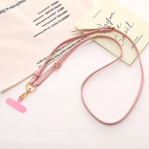 Tracolla per cellulare regolabile in pelle PU rosa con ganci in metallo dorato