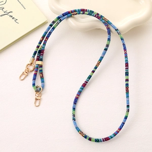 Ethnic style colorful braided phone strap with gold metal lobster clasps for crossbody use