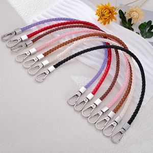 Fashion Hand-woven Braided Synthetic Leather Bag Strap Anti-drop Mobile Phone Lanyard With Silver Metal Lobster Clasp For Women