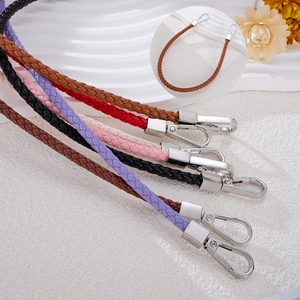 Handwoven leather mobile phone lanyard with silver lobster clasp in multiple colors