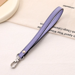 Light purple PU leather wrist strap with silver metal lobster clasp for phone and bags
