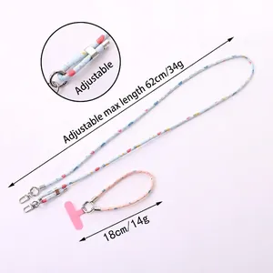 Adjustable light blue and pink PU leather phone lanyard set with metal carabiners
