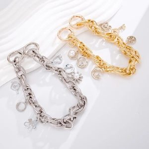Gold and silver star crown pearl pendant charm chains for handbags and phone straps