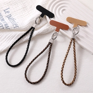 Retro Hand Woven PU Leather Phone Lanyard With Zinc Alloy Metal Ring Anti Lost Universal Phone Chain Charm For Women Gift