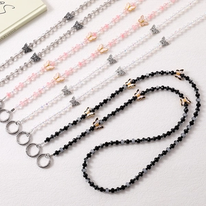 Butterfly Crystal Beaded Crossbody Chain For Phone Bag Strap Replacement Alloy Butterfly Charm Lanyard Women Fashion Accessories