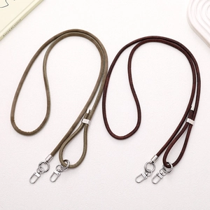 Adjustable lattice PU leather long crossbody phone strap with double metal buckles