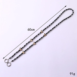 60cm beaded butterfly chain for phones or glasses with black and grey beads