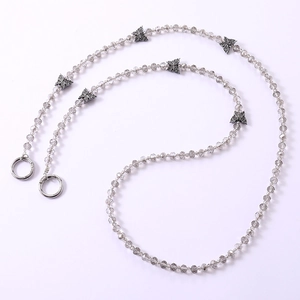 Chic beaded crossbody chain with crystal beads and butterfly alloy pendants for phones