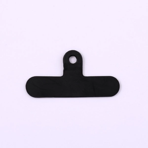 Universal black matte PVC phone lanyard tether tab with reinforced metal hole