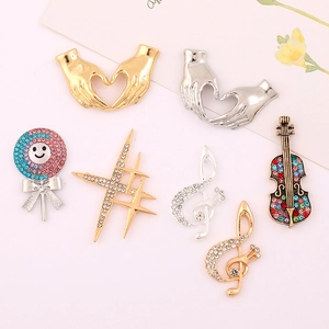 Zinc Alloy Rhinestone Musical Note Violin Lollipop Star Heart DIY Jewelry Accessories Personalized Car Air Vent Charms For Women