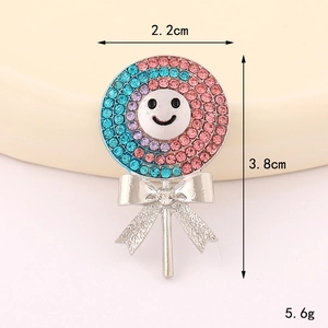 Vintage alloy violin lollipop charm with colorful rhinestones and silver bow detail