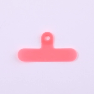 Pink T-shaped ultra-thin PVC phone lanyard tab for universal smartphone cases