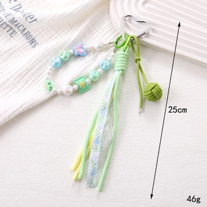 Grüner handgefertigter Spitzen-Herz-Anhänger Taschenanhänger für Damen, 25cm Deko