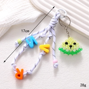 Colorful hand-woven letter beads strap with 3D acrylic watermelon charm, length 17cm
