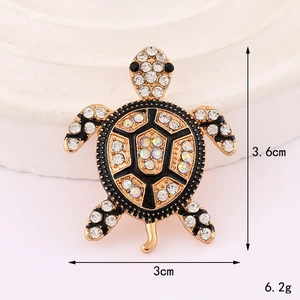 Spilla tartaruga scintillante in lega di zinco con strass in cristallo (3,6x3 cm)