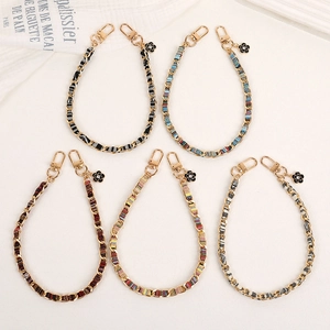 Elegant camellia floral pendant charms with gold aluminum chain and woven fabric straps