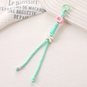 Porte-clés en nylon tissé à la main vert menthe avec détails roses et charme K