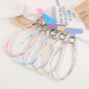 Fashion PU Leather Woven Heart Phone Charm Anti-Lost Wrist Strap Lanyard With Phone Gasket For Women Girls Phone Accessory