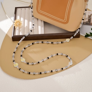 Chaîne de téléphone en perles multicolores avec grandes perles facettées pour sac à main