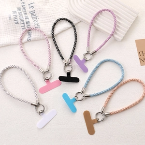 Luxurious rhinestone checkered wrist straps for phones in six assorted colors with metal rings