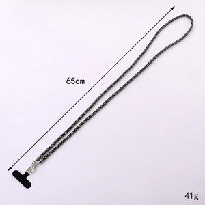 Crossbody black and white braided phone lanyard with silver clasp, 65cm length and 41g