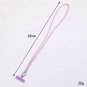 Pink plush braided crossbody phone lanyard with metal clasp and gasket, 65cm 20g