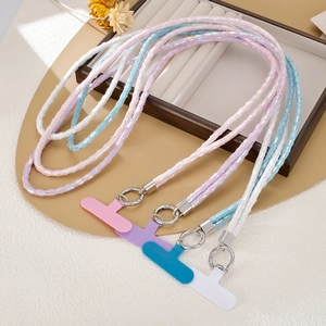 Fashion Artificial Leather Sequin Plush Phone Lanyard Strap Long Crossbody Chain Anti-Lost Mobile Neck Strap Women Jewelry