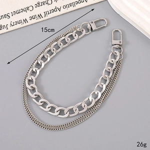 Modern double silver metal chain with lobster clasps for bags and phone accessories