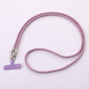 Luxury lavender rhinestone crossbody phone lanyard with silver metal lobster clasps