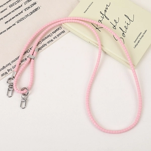 Pink adjustable braided PU leather crossbody phone strap with silver lobster clasps
