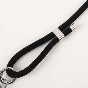 Verstellbare schwarze Wildleder-Handykette mit silbernem Metallschieber und Ringhaken