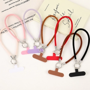 Universeel PU-Leren Telefoonkoord Anti-Val Polsband Met T-Plaat Suède Koord Telefoon Charm Metalen Ring Mobiele Telefoonkoord Accessoires Voor Dames Heren