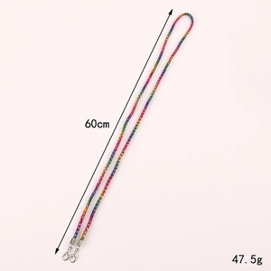 Rainbow bead crossbody phone chain with silver lobster clasps, 60cm length and 47.5g weight